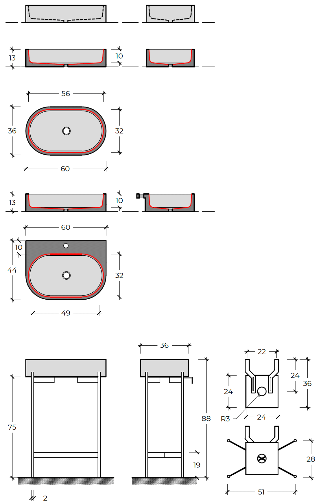 Galactic countertop washbasin patterns