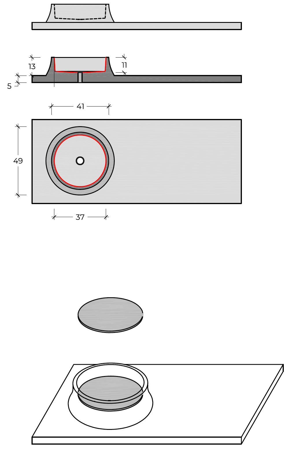 Lunar washbasin integrated schemes