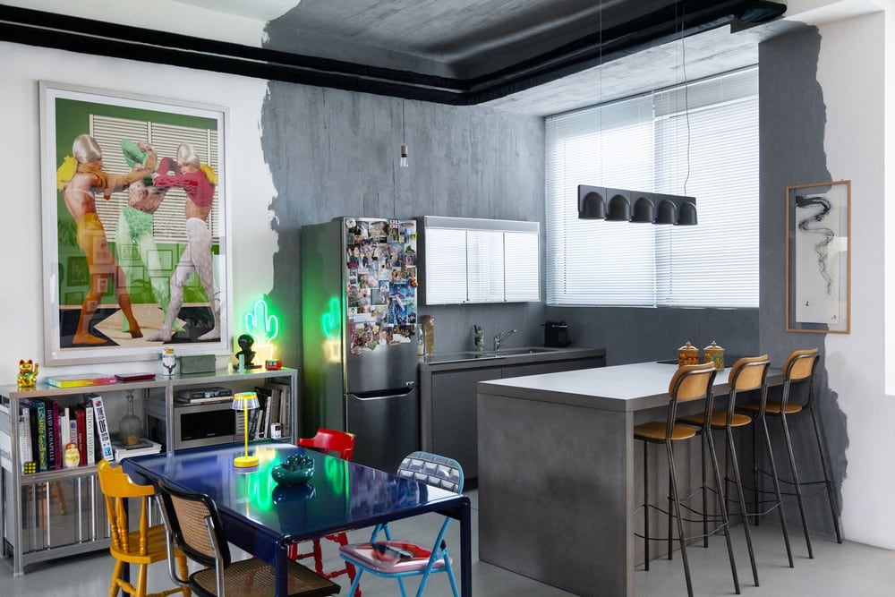 GFRC concrete kitchen countertops and island in Milan