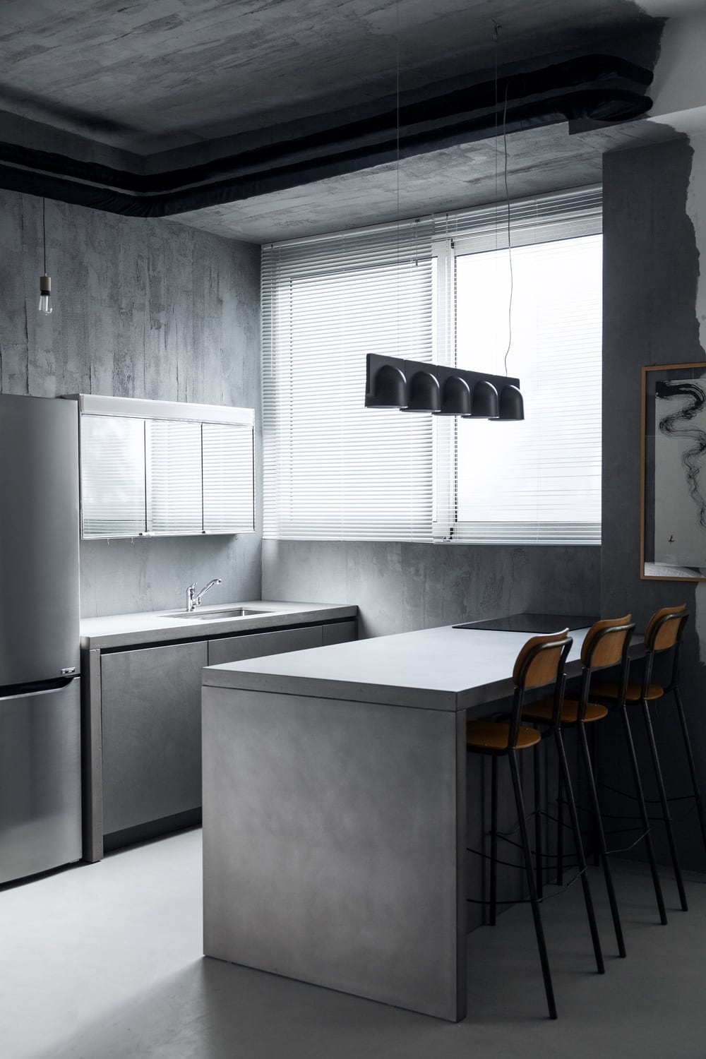 GFRC concrete kitchen countertops and island in Milan