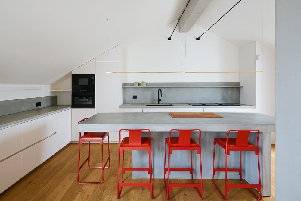 GFRC concrete kitchen countertops and island in Milan