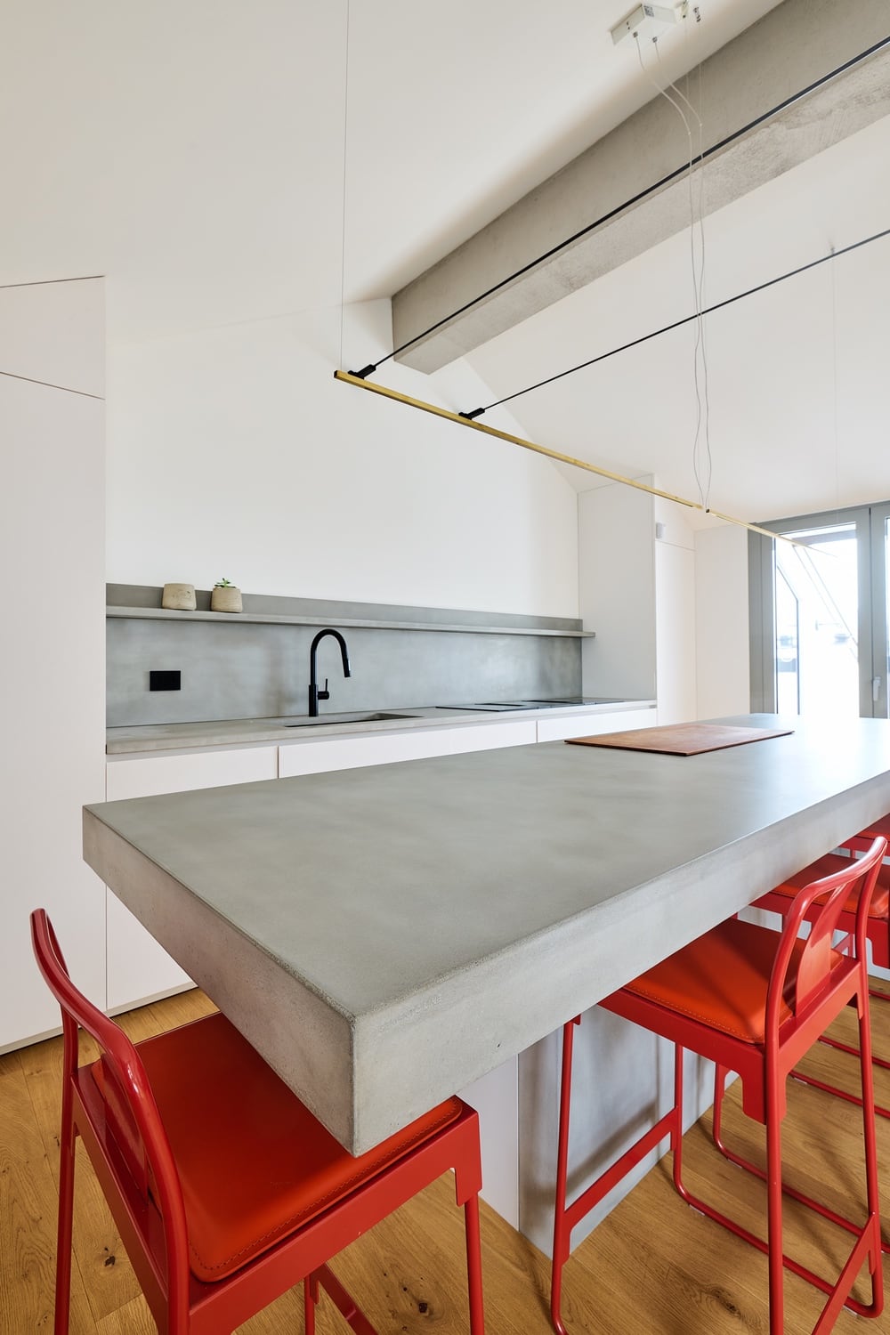 GFRC concrete kitchen countertops and island in Milan