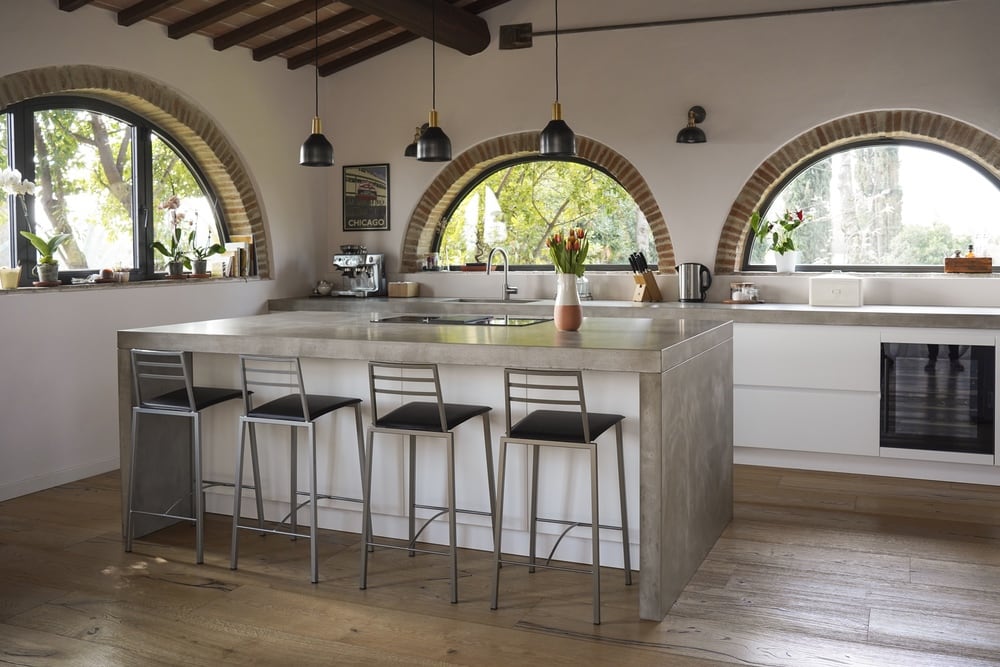 GFRC concrete kitchen countertops and island in Florence