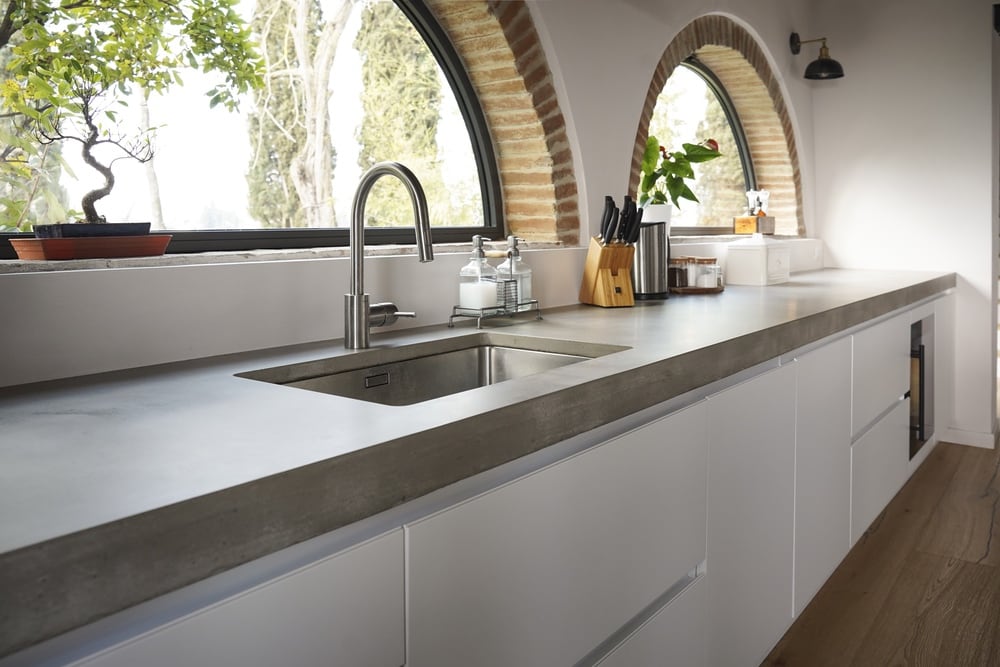 GFRC concrete kitchen countertops and island in Florence